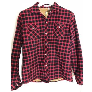 Fleece lined plaid long sleeves
